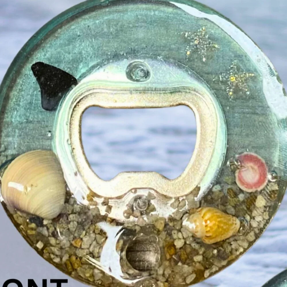 Handmade Seashell and Shark Tooth Bottle Opener